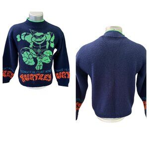 Vintage 90s TMNT Sweater Donatello Hot Cashew Knit Top, USA Made, Teenage Mutant
